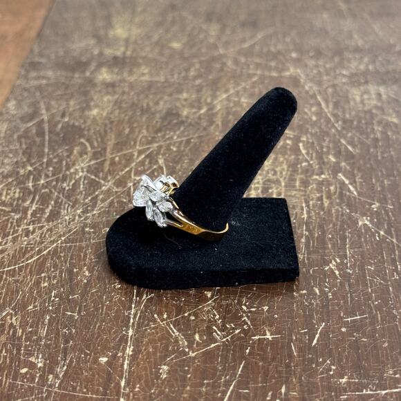 Vintage EDCO 14KT HGE Yellow Gold Rhinestone Statement Cocktail Ring Size 9 - Picture 8 of 9